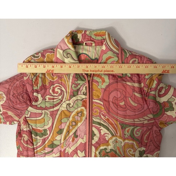 EUC ETRO Milano ITALY Quilted Pink Paisley DOUBLE Zip Front Jacket Size 40 US6/8 - Picture 12 of 16